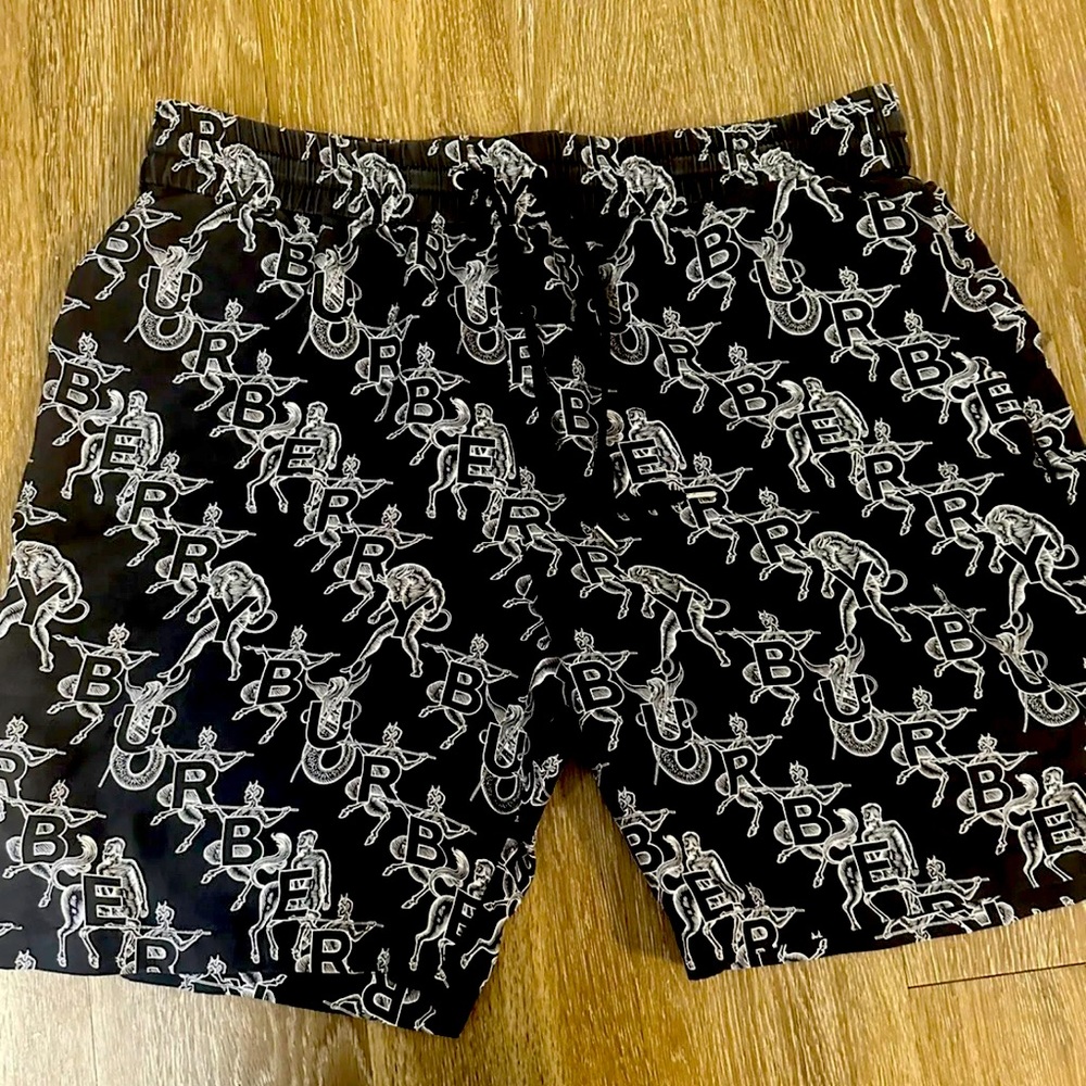 BURBERRY Black Mythical Alphabet Silk Logo Brazil Shorts